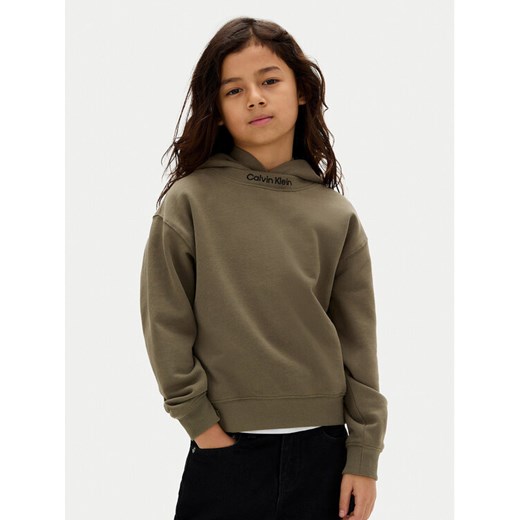 Calvin Klein Jeans Bluza Embro Logo IB0IB02525 D Zielony Relaxed Fit ze sklepu MODIVO w kategorii Bluzy dziewczęce - zdjęcie 183985458