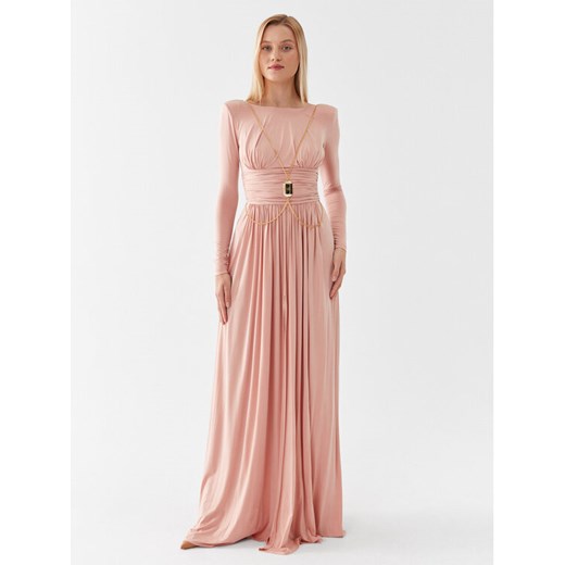 Elisabetta Franchi Sukienka wieczorowa AB-399-36E2-V800 Różowy Regular Fit ze sklepu MODIVO w kategorii Sukienki - zdjęcie 183985839