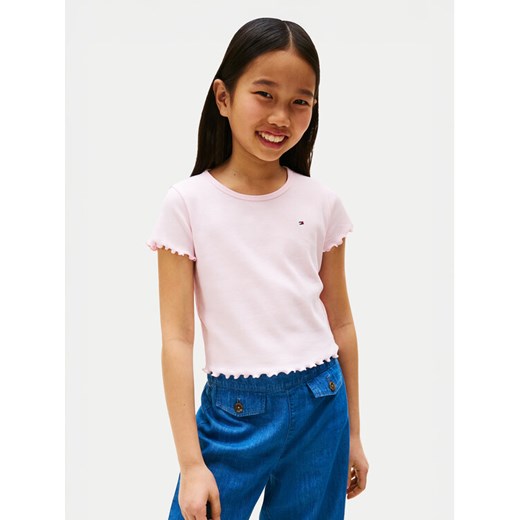 Tommy Hilfiger T-Shirt Essential KG0KG08590 Różowy Regular Fit ze sklepu MODIVO w kategorii Bluzki dziewczęce - zdjęcie 183985857