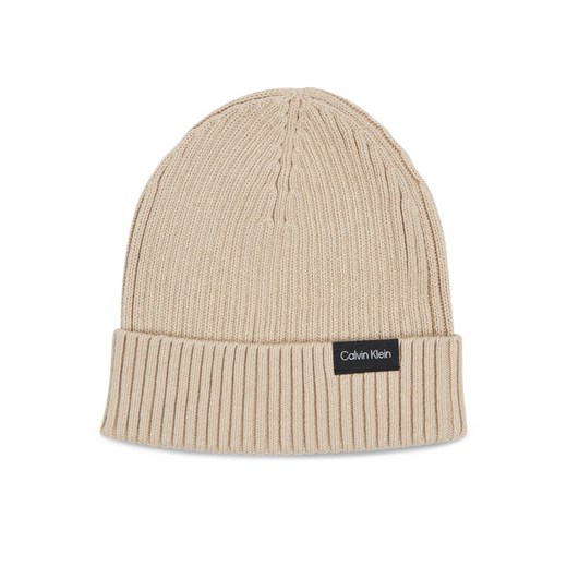 Calvin Klein Czapka Classic Cotton Rib Beanie K50K510982 Beżowy ze sklepu MODIVO w kategorii Czapki zimowe męskie - zdjęcie 183985877