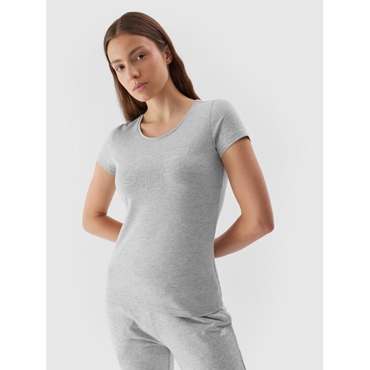 4F T-Shirt 4FAW23TTSHF0907 Szary Slim Fit ze sklepu MODIVO w kategorii Bluzki damskie - zdjęcie 183985918