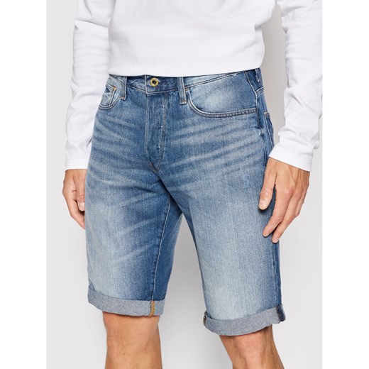 G-Star Raw Szorty jeansowe 3301 1/2 D07432-8973-071 Granatowy Straight Fit ze sklepu MODIVO w kategorii Spodenki męskie - zdjęcie 183985979
