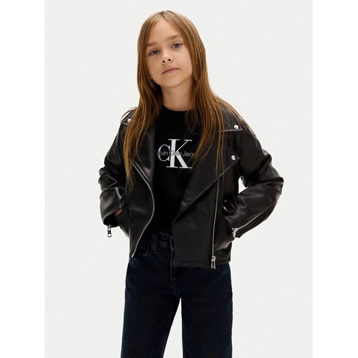 Calvin Klein Jeans Kurtka z imitacji skóry IG0IG02982 D Czarny Regular Fit ze sklepu MODIVO w kategorii Kurtki dziewczęce - zdjęcie 183986006