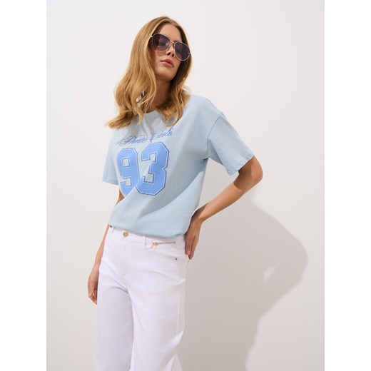 Mohito - T-shirt z nadrukiem - błękitny ze sklepu Mohito w kategorii Bluzki damskie - zdjęcie 183991069
