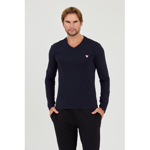 GUESS Granatowy męski longsleeve Core Tee, Rozmiar XXL ze sklepu outfit.pl w kategorii T-shirty męskie - zdjęcie 183992068