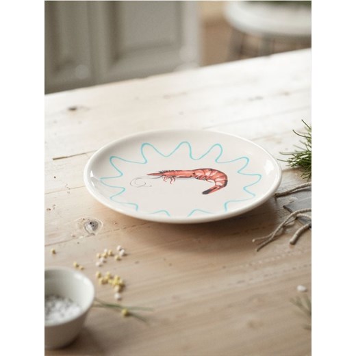 Sinsay - Talerz ceramiczny z motywem krewetki - kremowy ze sklepu Sinsay w kategorii Talerze - zdjęcie 183992646