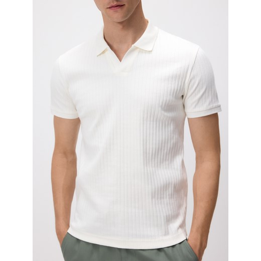 Reserved - Koszulka polo slim - złamana biel ze sklepu Reserved w kategorii T-shirty męskie - zdjęcie 183993487