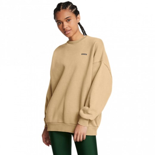 Damska bluza dresowa nierozpinana bez kaptura Under Armour UA Icon Hwt Flc Os Crew - brązowa ze sklepu Sportstylestory.com w kategorii Bluzy damskie - zdjęcie 183993825