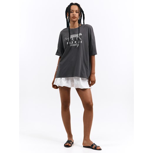 Bluzka damska Gate z napisem z krótkimi rękawami 