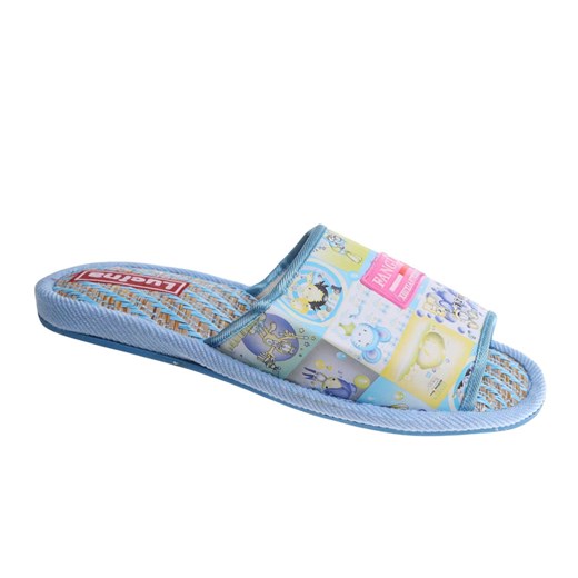 Niebieskie materiałowe kapcie damskie /D3-1 17591 T2-5/ ze sklepu Pantofelek24.pl w kategorii Kapcie damskie - zdjęcie 183994998
