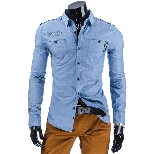 Koszula z długim rękawem (dx0758) - Błękitny dstreet niebieski bawełna