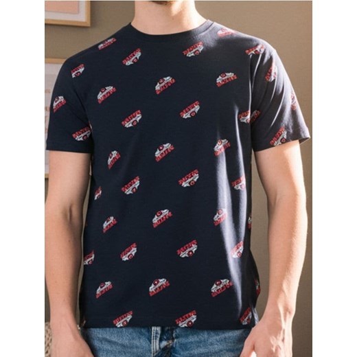 Sinsay - Koszulka z ozdobnym nadrukiem - granatowy ze sklepu Sinsay w kategorii T-shirty męskie - zdjęcie 183998208