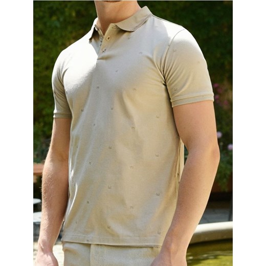 Sinsay - Koszulka polo z nadrukiem all over - beżowy ze sklepu Sinsay w kategorii T-shirty męskie - zdjęcie 183998266