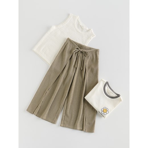 Reserved - Kuloty z zakładkami - ciemnozielony ze sklepu Reserved w kategorii Spodnie dziewczęce - zdjęcie 184000448