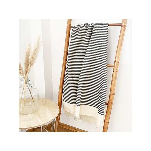 Le Comptoir de la Plage Fouta &quot;Yadara&quot; w kolorze beżowo-granatowym - 200 x 100 cm ze sklepu Limango Polska w kategorii Ręczniki - zdjęcie 184000799