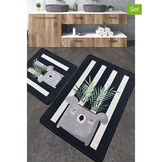Elizabed Dywaniki łazienkowe (2 szt.) "Rovio" w kolorze czarno-biało-szarym - id: 17121234 - marki Elizabed - 184001149 Elizabed Dywaniki łazienkowe (2 szt.) "Rovio" w kolorze czarno-biało-szarym ze sklepu Limango Polska w kategorii Akcesoria łazienkowe - zdjęcie 184001149