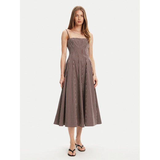 STAUD Sukienka letnia Wylie R25S2108YP Brązowy Slim Fit ze sklepu MODIVO w kategorii Sukienki - zdjęcie 184003115