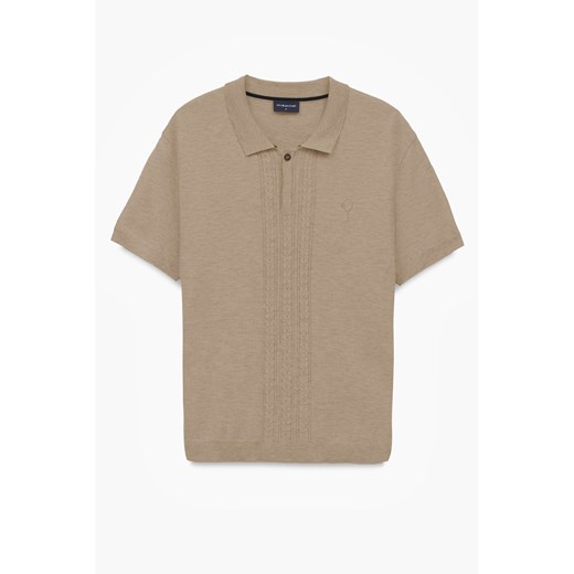 KOSZULKA POLO TENNIS CLUB 111 BEŻOWA Z WISKOZY ze sklepu Recman w kategorii T-shirty męskie - zdjęcie 184004247