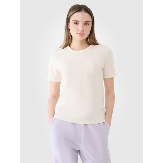Damski t-shirt basic 4F 4FWSS25TTSHF1991 - biały ze sklepu Sportstylestory.com w kategorii Bluzki damskie - zdjęcie 184004669
