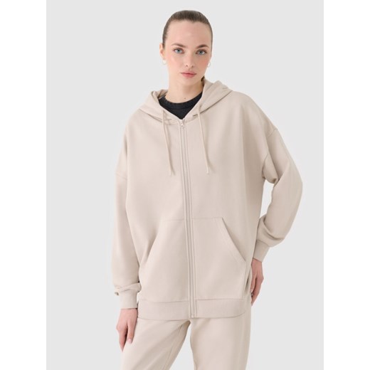 Damska bluza dresowa rozpinana z kapturem 4F 4FRSS25TSWSF2152 - beżowa ze sklepu Sportstylestory.com w kategorii Bluzy damskie - zdjęcie 184004718
