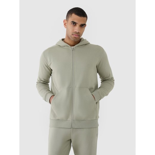 Męska bluza dresowa rozpinana z kapturem 4F 4FWSS25TSWSM1584 - zielona ze sklepu Sportstylestory.com w kategorii Bluzy męskie - zdjęcie 184004757