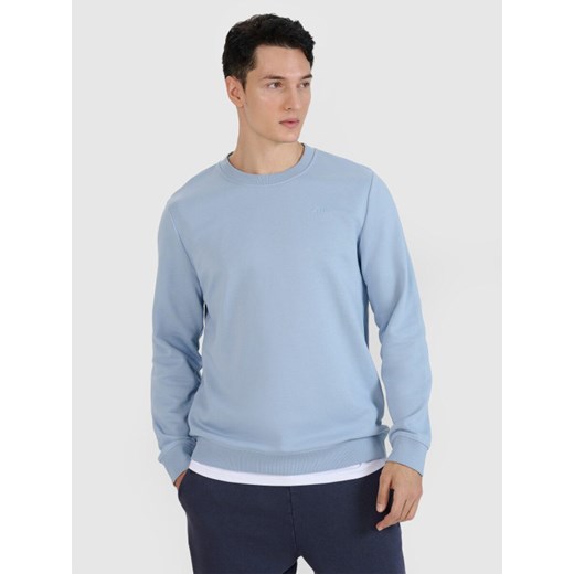 Męska bluza dresowa nierozpinana bez kaptura 4F 4FWSS25TSWSM1622 - niebieska ze sklepu Sportstylestory.com w kategorii Bluzy męskie - zdjęcie 184004856