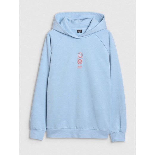 Męska bluza dresowa nierozpinana z kapturem 4F 4FRSS25TSWSM2111 - niebieska ze sklepu Sportstylestory.com w kategorii Bluzy męskie - zdjęcie 184005076