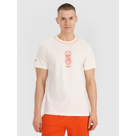 Męski t-shirt z nadrukiem 4F 4FRSS25TTSHM3092 - beżowy ze sklepu Sportstylestory.com w kategorii T-shirty męskie - zdjęcie 184005799