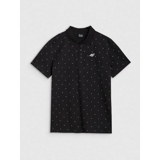 Męska koszulka polo z nadrukiem 4F 4FRSS25TPTSM634 - czarna ze sklepu Sportstylestory.com w kategorii T-shirty męskie - zdjęcie 184006097