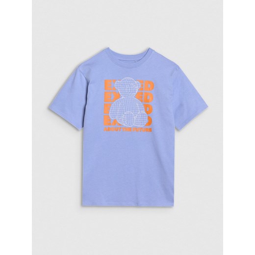 Chłopięcy t-shirt z nadrukiem 4F 4FJRSS25TTSHM2819 - niebieski ze sklepu Sportstylestory.com w kategorii T-shirty chłopięce - zdjęcie 184006399