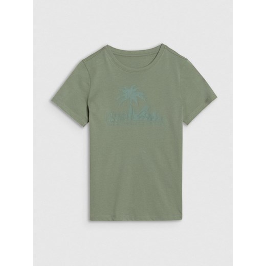 Chłopięcy t-shirt z nadrukiem 4F 4FJRSS25TTSHM2867 - turkusowy ze sklepu Sportstylestory.com w kategorii T-shirty chłopięce - zdjęcie 184006419
