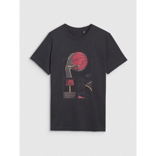 Męski t-shirt z nadrukiem 4F 4FRSS25TTSHM2983 - czarny ze sklepu Sportstylestory.com w kategorii T-shirty męskie - zdjęcie 184006587