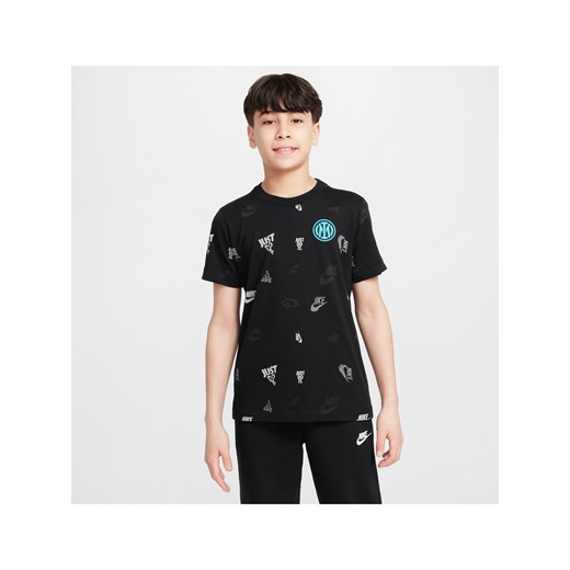 T-shirt piłkarski z nadrukiem dla dużych dzieci Nike Inter Mediolan - Czerń ze sklepu Nike poland w kategorii T-shirty chłopięce - zdjęcie 184006967