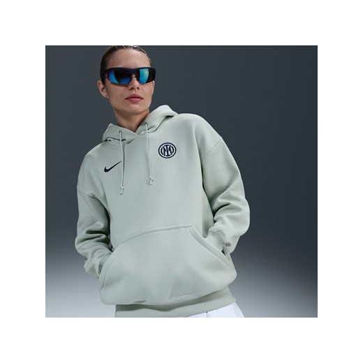 Damska bluza piłkarska z kapturem o kroju oversize Nike Inter Mediolan Phoenix Fleece - Szary ze sklepu Nike poland w kategorii Bluzy damskie - zdjęcie 184006977