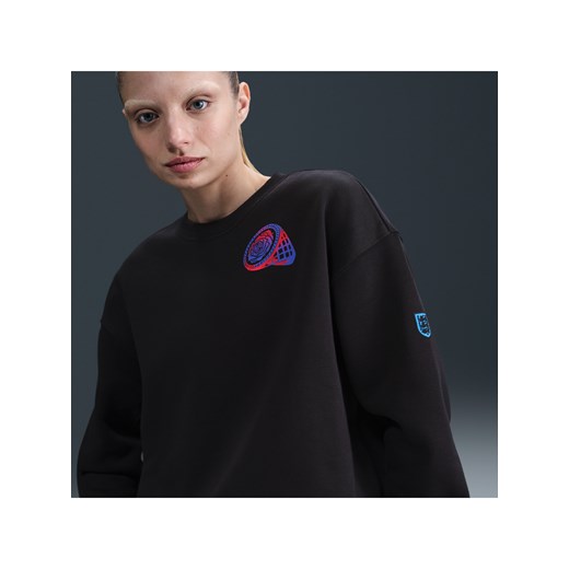 Damska bluza dresowa z półokrągłym dekoltem o kroju oversize Anglia Phoenix Fleece - Czerń ze sklepu Nike poland w kategorii Bluzy damskie - zdjęcie 184007055