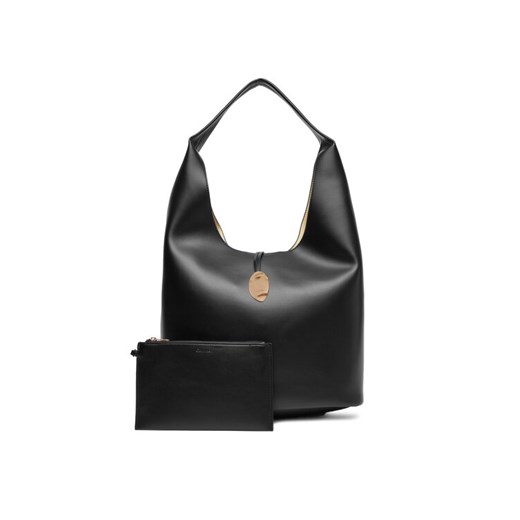 Torebka Calvin Klein Jeans Stone Lock Slouchy Large Shoulde LV04K3149G Czarny ze sklepu eobuwie.pl w kategorii Torebki damskie - zdjęcie 184007529