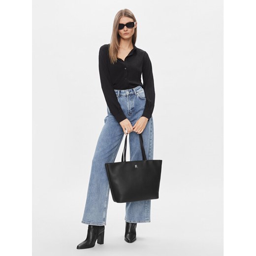 Tommy Hilfiger Torebka Th Essential Sc Tote AW0AW15720 Czarny ze sklepu MODIVO w kategorii Torby Shopper bag - zdjęcie 184007919