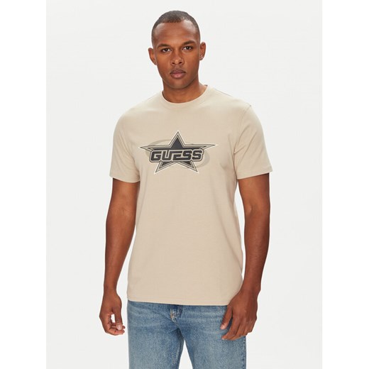 Guess T-Shirt Z5YI02 I3Z14 Beżowy Regular Fit ze sklepu MODIVO w kategorii T-shirty męskie - zdjęcie 184007985