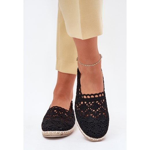 Koronkowe Espadryle Damskie Czarne ze sklepu ButyModne.pl w kategorii Espadryle damskie - zdjęcie 184008566