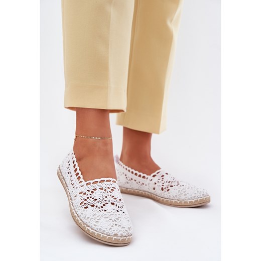 Koronkowe Espadryle Damskie Białe ze sklepu ButyModne.pl w kategorii Espadryle damskie - zdjęcie 184008567