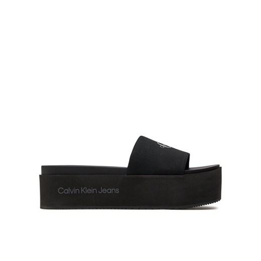 Klapki Calvin Klein Jeans Flatform Sandal Met YW0YW01036 Czarny 37 eobuwie.pl