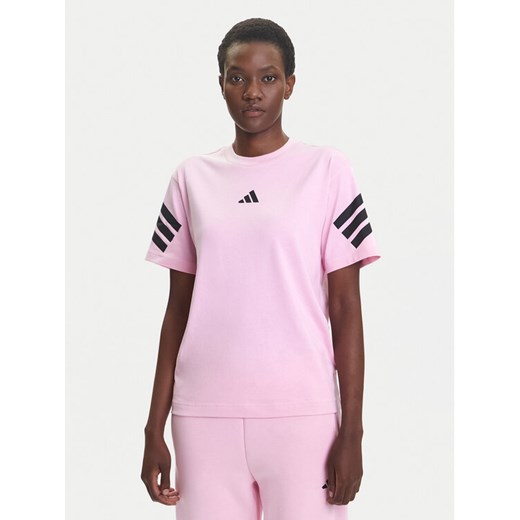adidas T-Shirt Future Icons 3-Stripes JE0240 Różowy Regular Fit ze sklepu MODIVO w kategorii Bluzki damskie - zdjęcie 184009939