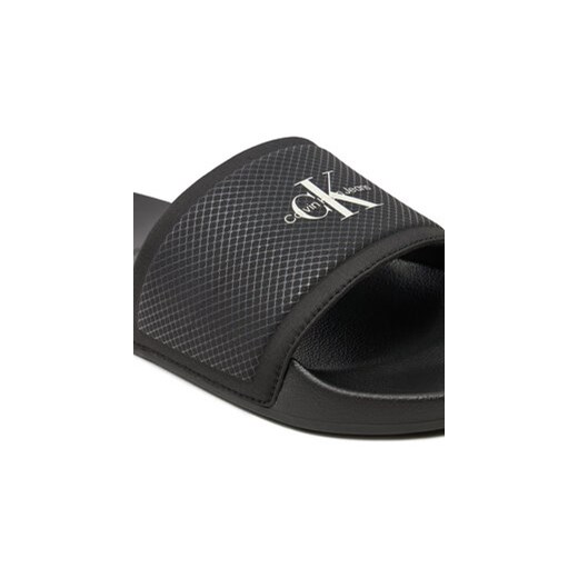 Klapki Calvin Klein Jeans Slide Institutional Metallic YM0YM01018 Czarny 44 eobuwie.pl