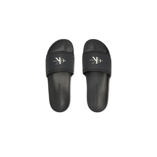 Klapki Calvin Klein Jeans Slide Institutional Metallic YM0YM01018 Czarny 44 eobuwie.pl