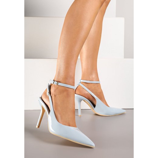 Niebieskie Sandały Lakierowane Vices na Szpilce Typu Slingback Dolenita ze sklepu renee.pl w kategorii Czółenka - zdjęcie 184013359