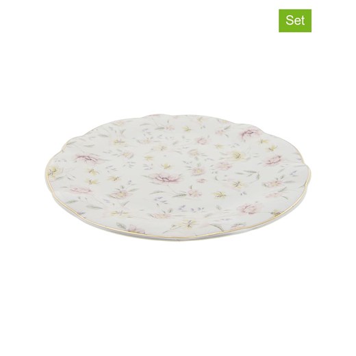 Clayre &amp; Eef Talerze obiadowe (6 szt.) w kolorze białym ze wzorem - Ø 26 cm ze sklepu Limango Polska w kategorii Talerze - zdjęcie 184014439