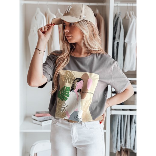 T-shirt damski BRAVIS grafitowy Dstreet RY2617 ze sklepu DSTREET.PL w kategorii Bluzki damskie - zdjęcie 184014625