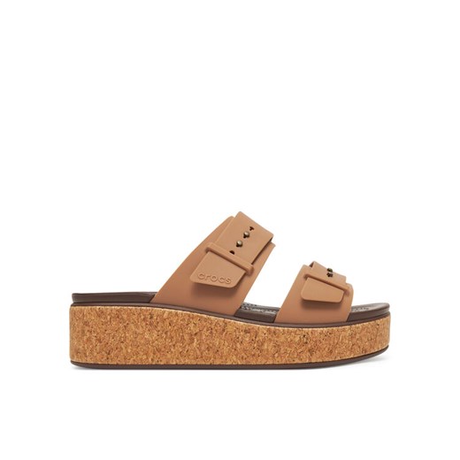 Klapki Crocs Brooklyn Cork Buckle 211252 Beżowy ze sklepu eobuwie.pl w kategorii Klapki damskie - zdjęcie 184015285