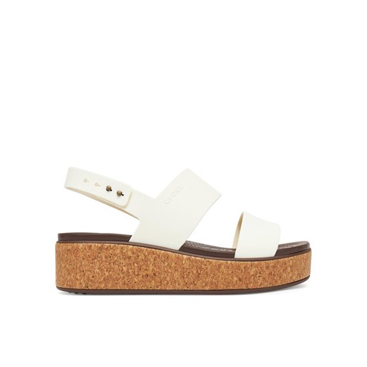Sandały Crocs Brooklyn Cork Low Wedge 211144 Czarny ze sklepu eobuwie.pl w kategorii Sandały damskie - zdjęcie 184015365