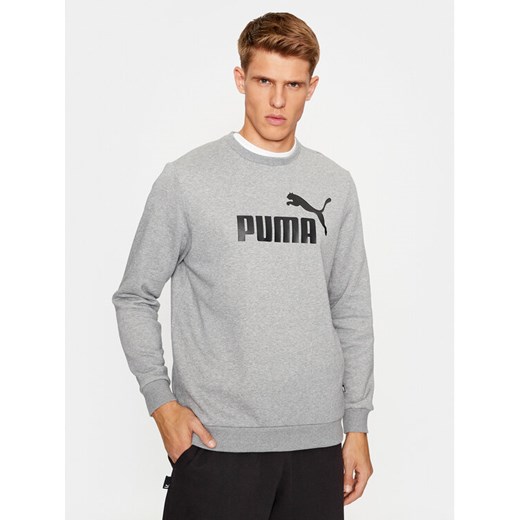Puma Bluza Ess Big Logo 586678 Szary Regular Fit ze sklepu MODIVO w kategorii Bluzy męskie - zdjęcie 184016056
